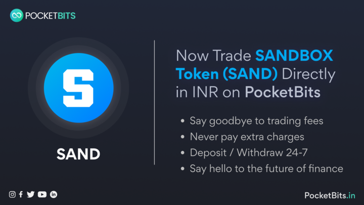 BUY The Sandbox (SAND) in INR on PocketBits!