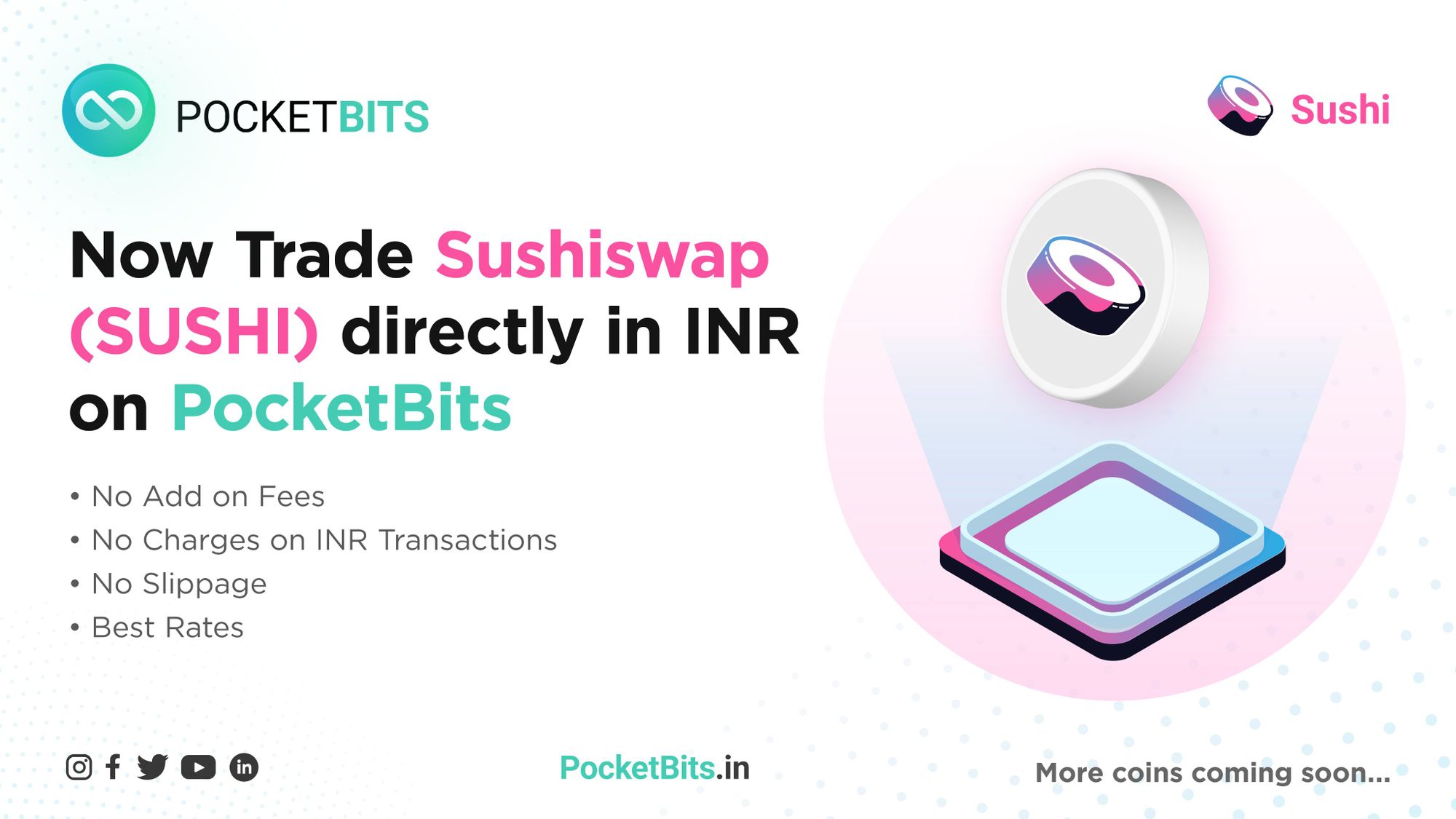 BUY Sushiswap (SUSHI) in INR on PocketBits!