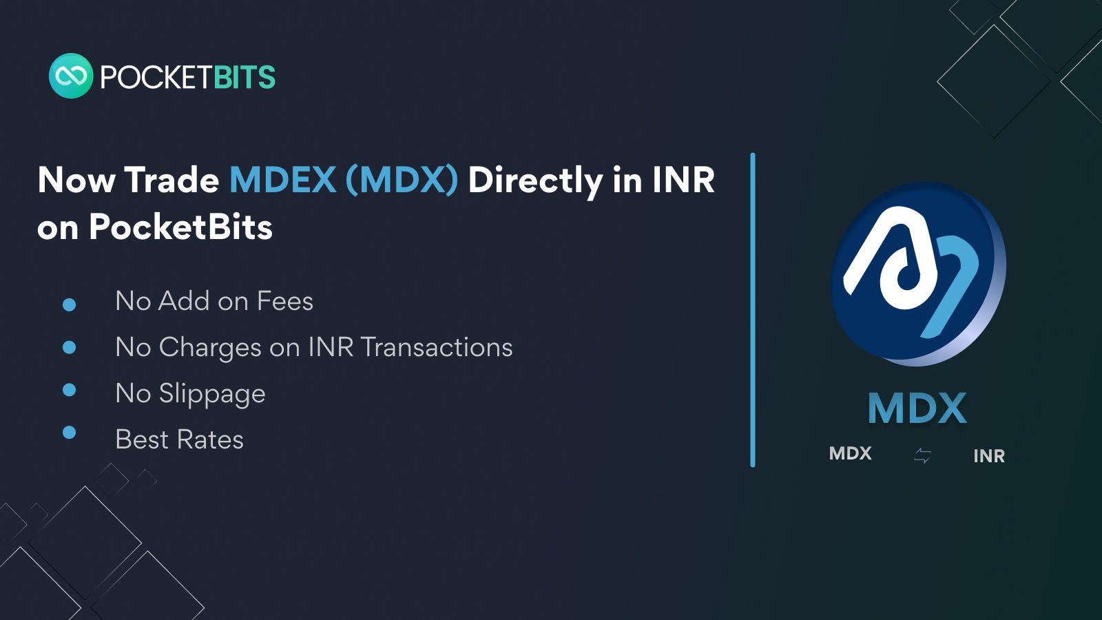 BUY Mdex (MDX) in INR on PocketBits!