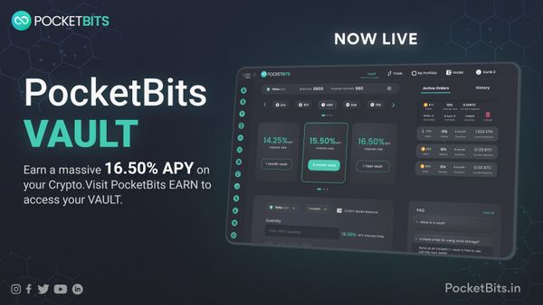 Earn up to 16.5% APY on your crypto with the PocketBits Vault